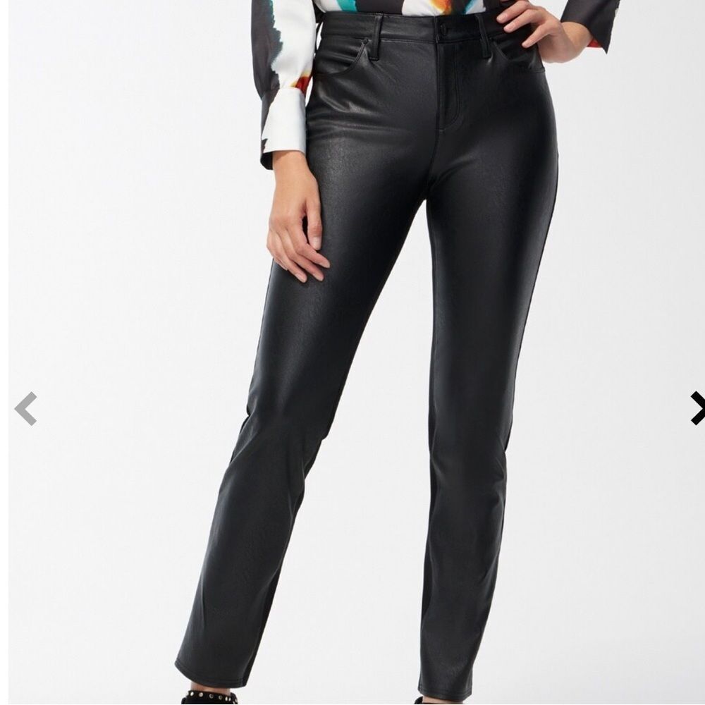 CHICO’S Faux Leather Front‎ Ponte Back Pants Black Size 1.5R NWT in packaging